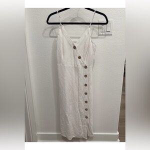Express White Midi Dress with Button Detail